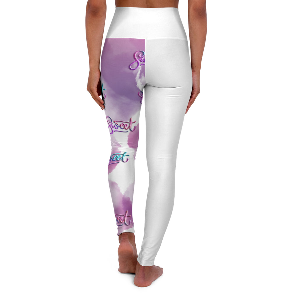 Melanin Consciousness High-Waist Yoga Leggings — Purple Cloud Script AOP