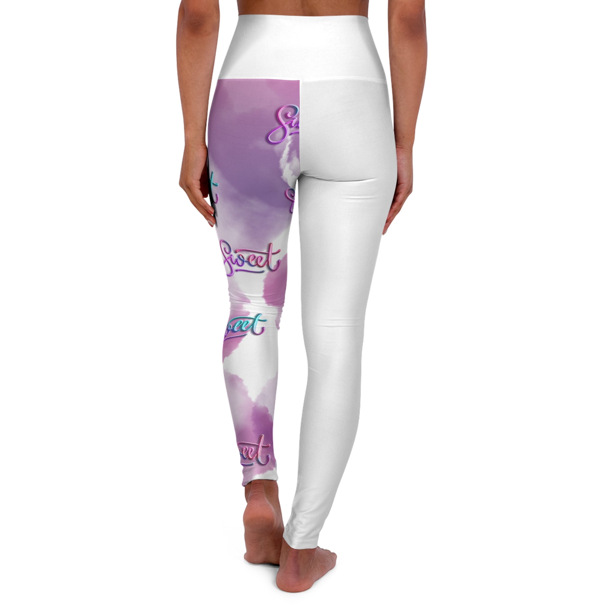 Melanin Consciousness High-Waist Yoga Leggings — Purple Cloud Script AOP