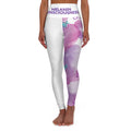 Melanin Consciousness High-Waist Yoga Leggings — Purple Cloud Script AOP