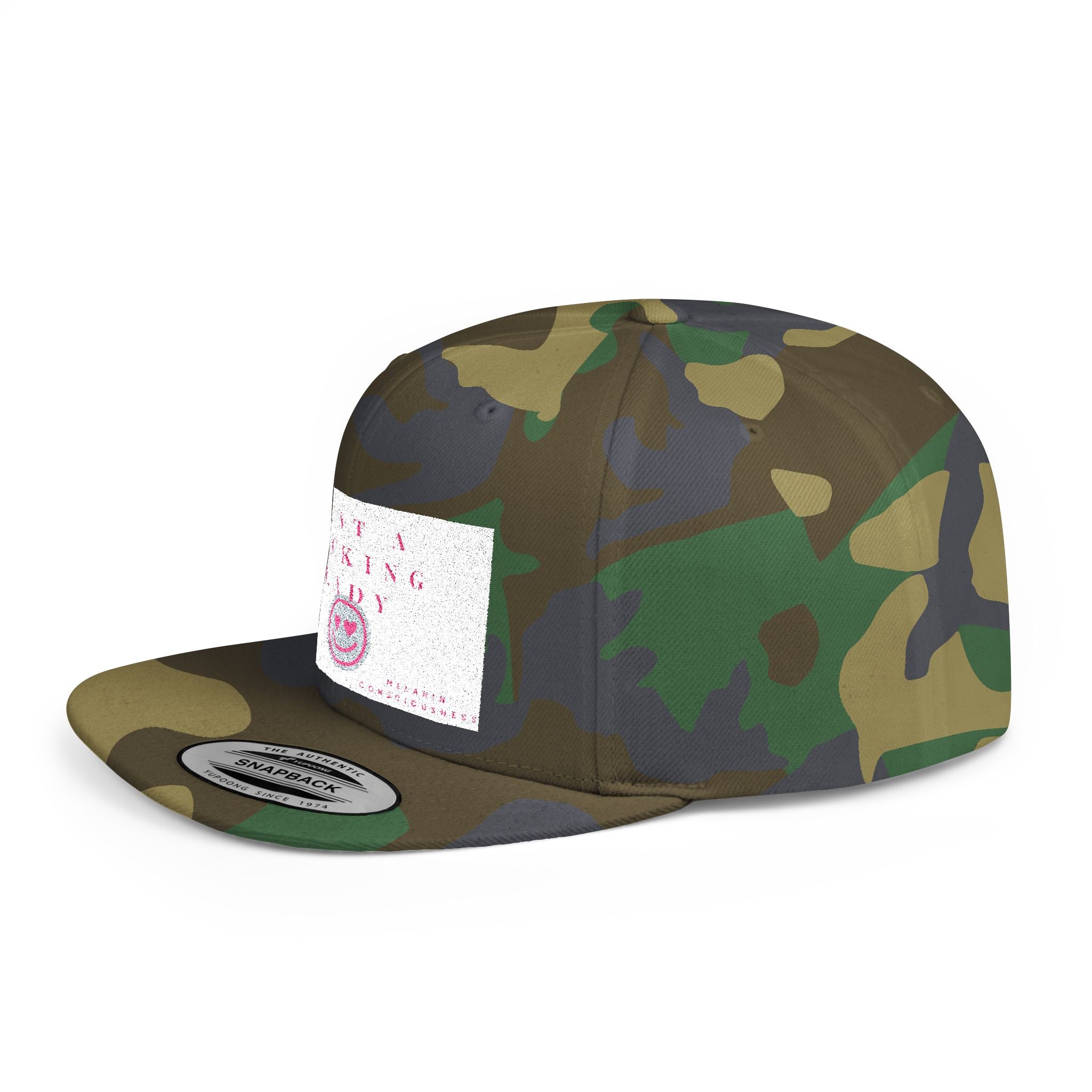 Flat Bill Snapback Hat — "Just A Fucking Lady" Pink Patch Snapback