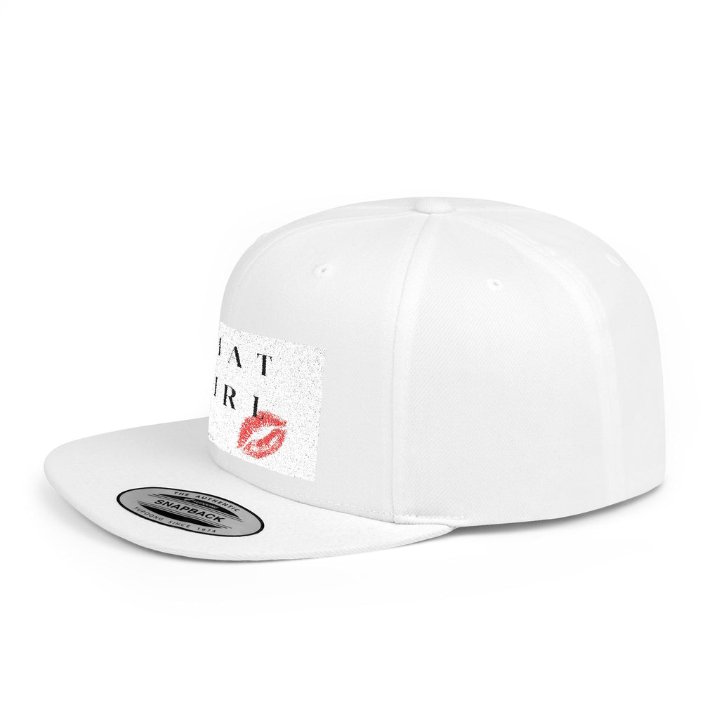 Snapback Hat — "That Girl" Lip Print Flat Bill Cap