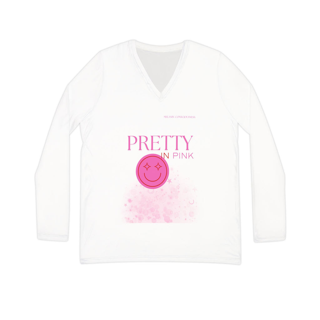 Pretty in Pink V-Neck Long Sleeve — Women's Graphic Top