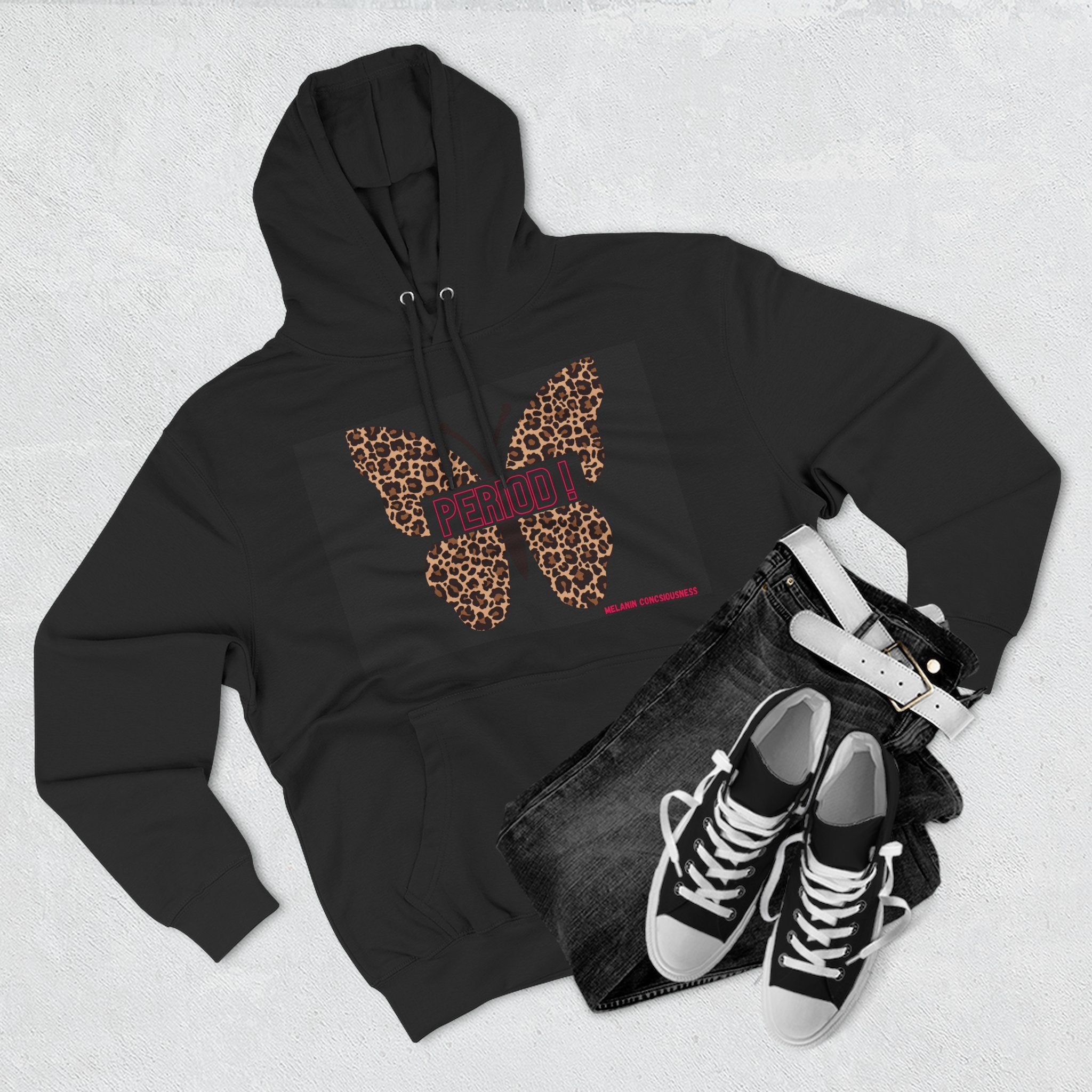 Leopard Butterfly Hoodie — Floral Leopard Print Graphic Pullover