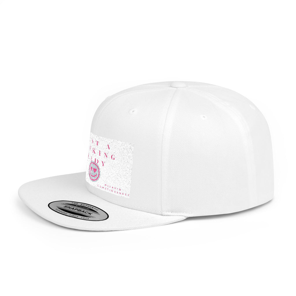 Flat Bill Snapback Hat — "Just A Fucking Lady" Pink Patch Snapback