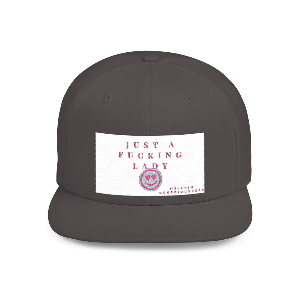 Flat Bill Snapback Hat — "Just A Fucking Lady" Pink Patch Snapback
