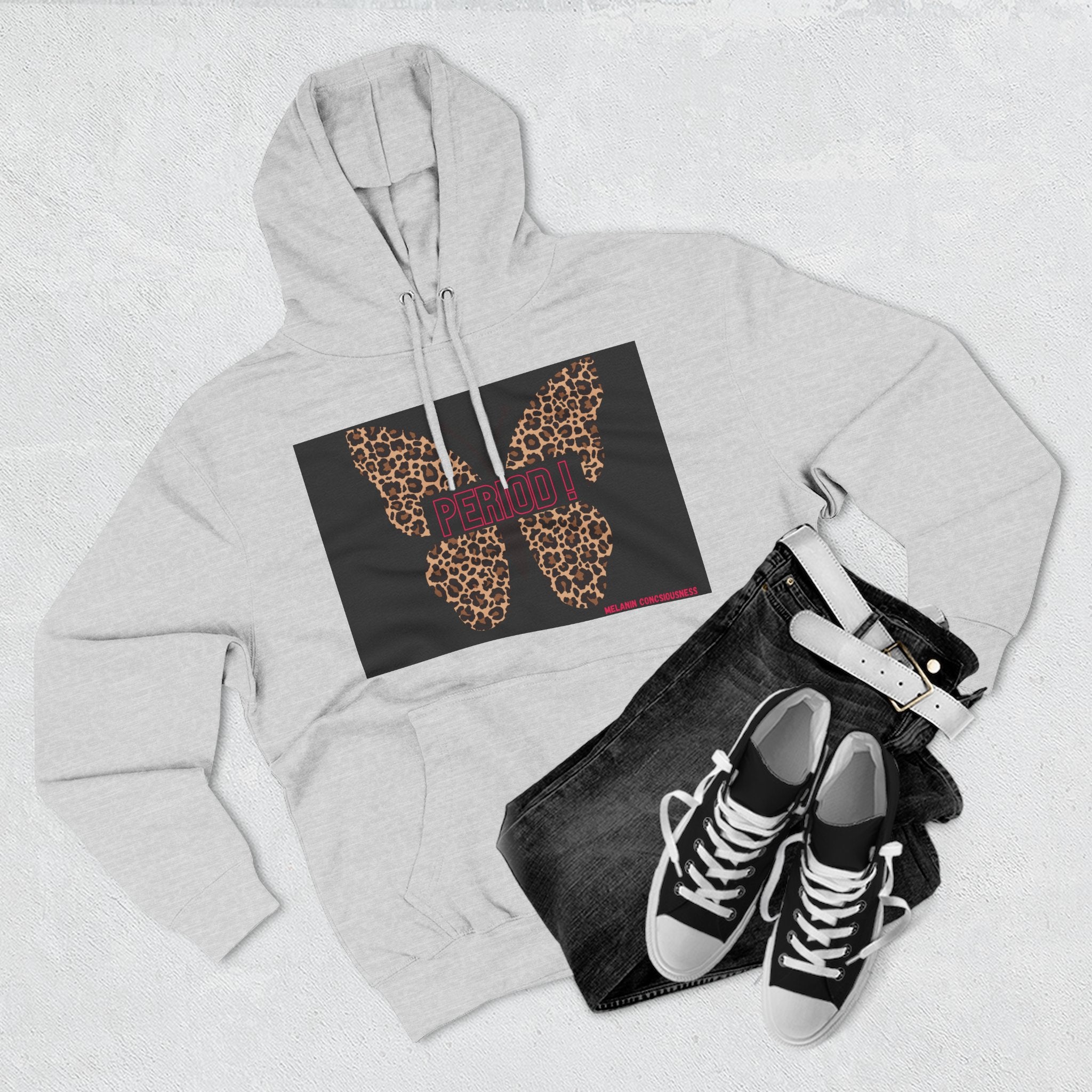 Leopard Butterfly Hoodie — Floral Leopard Print Graphic Pullover