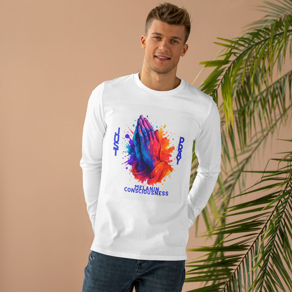 Praying Hands Longsleeve Tee — Just Pray Spiritual Consciousness Shirt